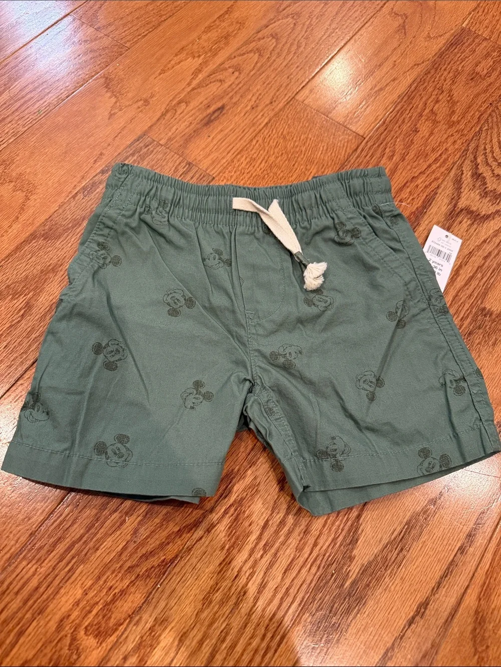 Green Mickey Mouse Print toddler Drawstring Shorts